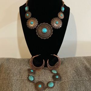 🚫SOLD🚫3 PC Bronze & Turquoise Jewelry Set